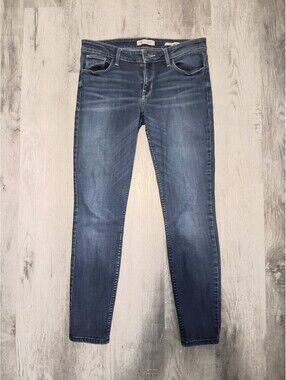 GUESS Womens Sz 10, 31x27.5 Dark Wash Blue Denim Power Skinny Low Rise Jeans